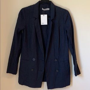 ASOS LINEN blazer in dark blue